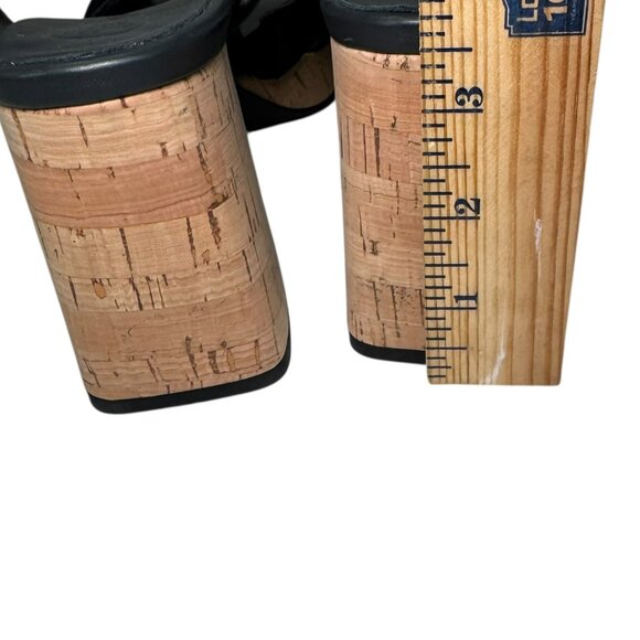 Paul Green Black Leather Strappy Block Heel Sandals NWT 9.5 Super Soft Cork - Picture 7 of 11